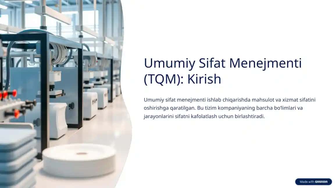 Umumiy Sifat Menejmenti (TQM): Kirish