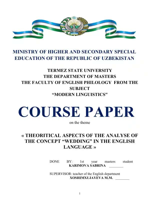 Course Paper on the Theoretical Aspects of the Analysis of the Concept "Wedding" in the English Language