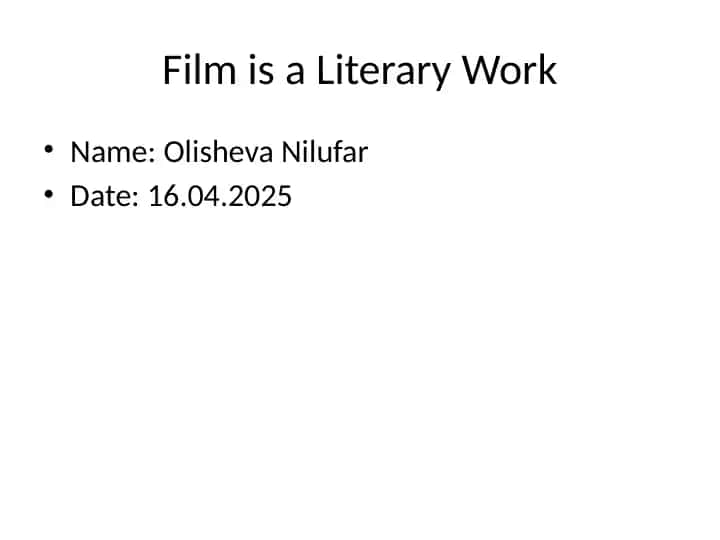 Film is a Literary Work