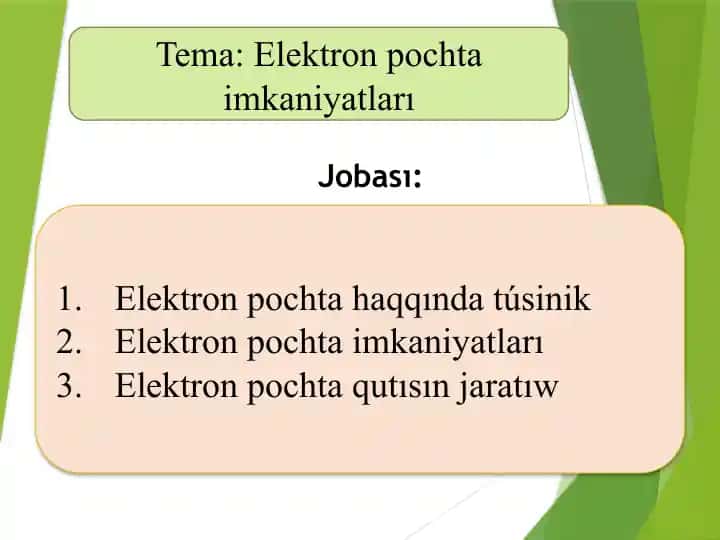 Elektron pochta imkaniyatları