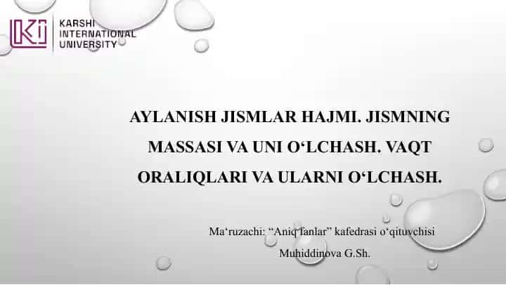 Jismning hajmi va uni o‘lchash