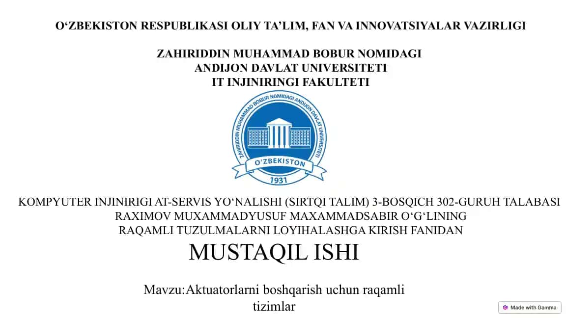 Aktuatorlarni boshqarish uchun raqamli tizimlar