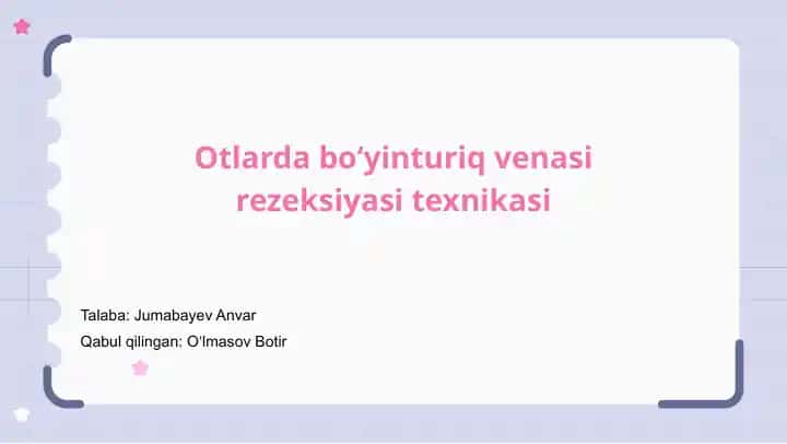 Otlarda bo‘yinturiq venasi rezeksiyasi