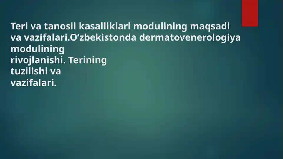 O‘zbekiston dermatovenerologiya moduli
