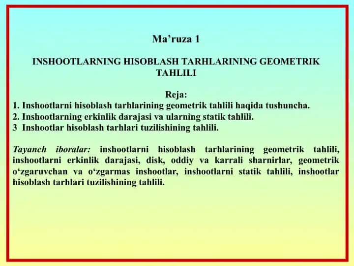 Kinematik tahlilning asosiy tushunchalari
