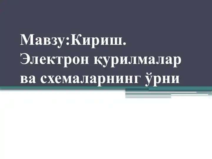 Elektronika va Mikroelektronika