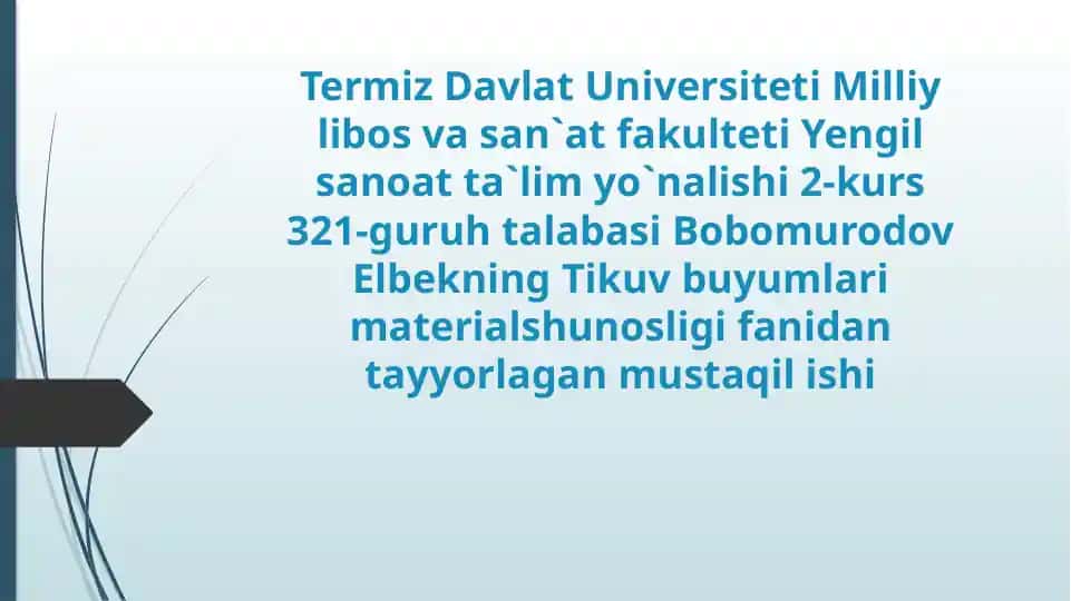Tolalar va ularning foydalanish sohalarini o‘rganish
