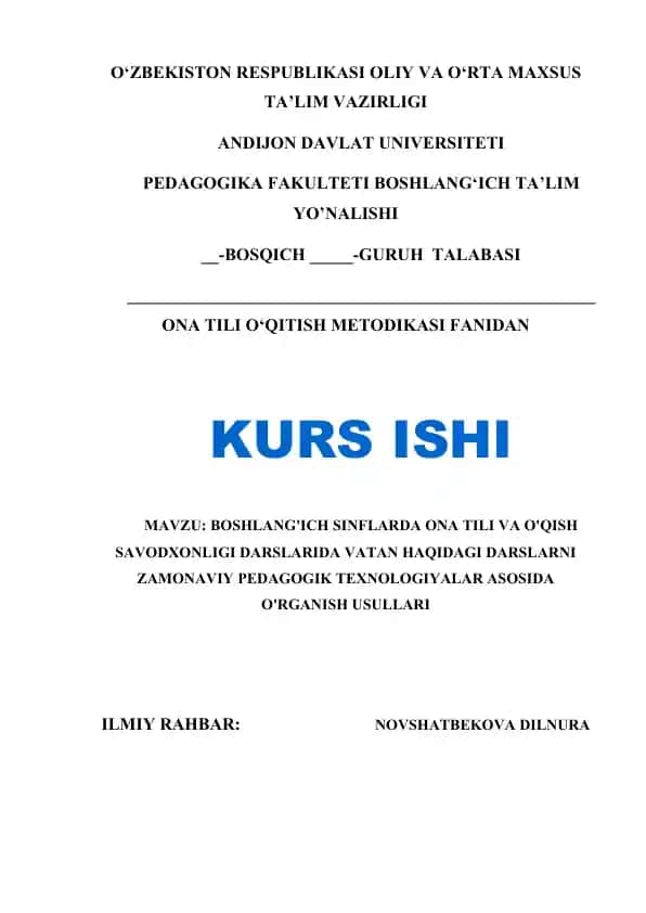 Ona tili o‘qitish metodikasi