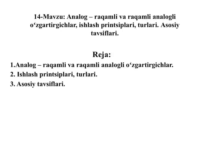 Analog – raqamli va raqamli analogli oʻzgartirgichlar