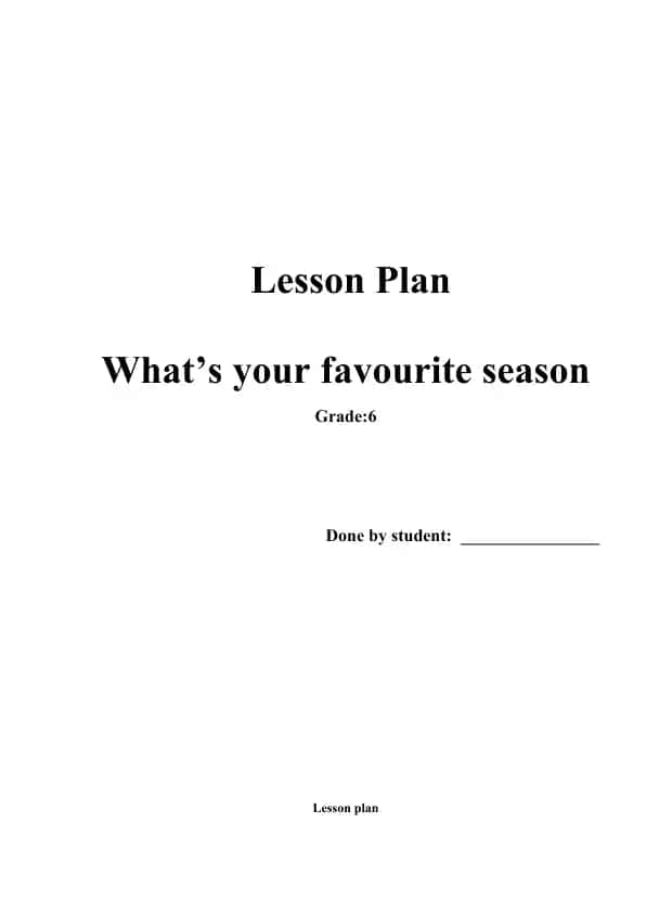 Lesson Plan: What’s your favourite season (Grade 6 English Language)
