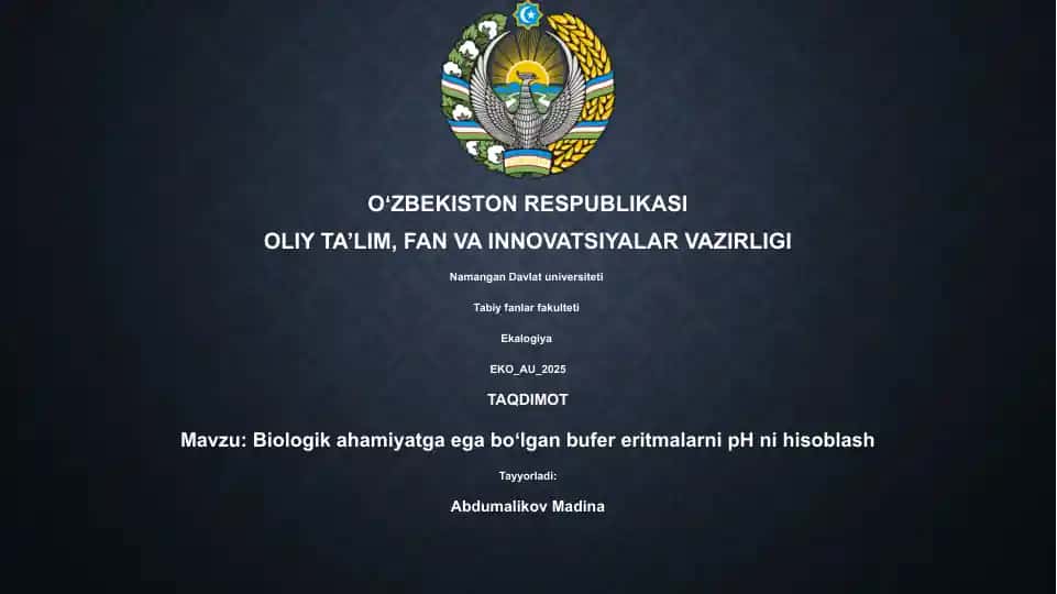 Biologik ahamiyatga ega boʻlgan bufer eritmalarni pH ni hisoblash
