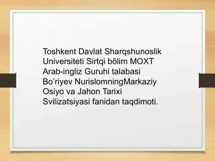 MARKAZIY OSIYODA YOZUV MADANIYATI