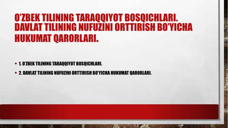 O‘zbektilining taraqqiyot bosqichlari