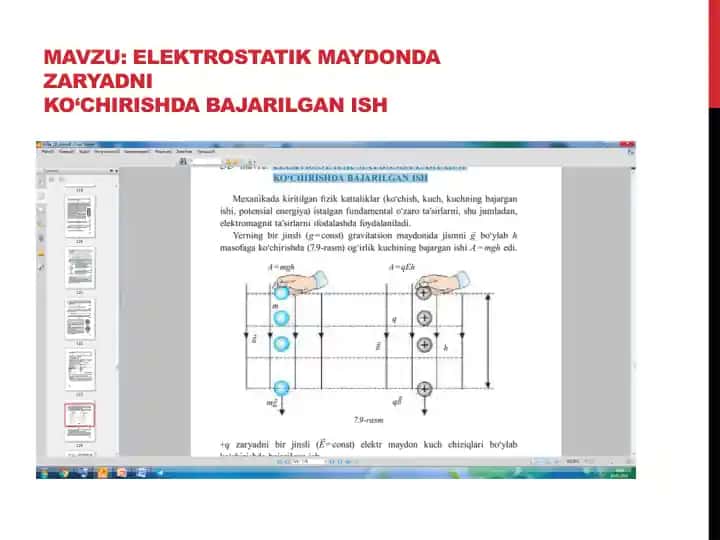 ELEKTROSTATIK MAYDONDA ZARYADNIKO‘CHIRISHDA BAJARILGAN ISH