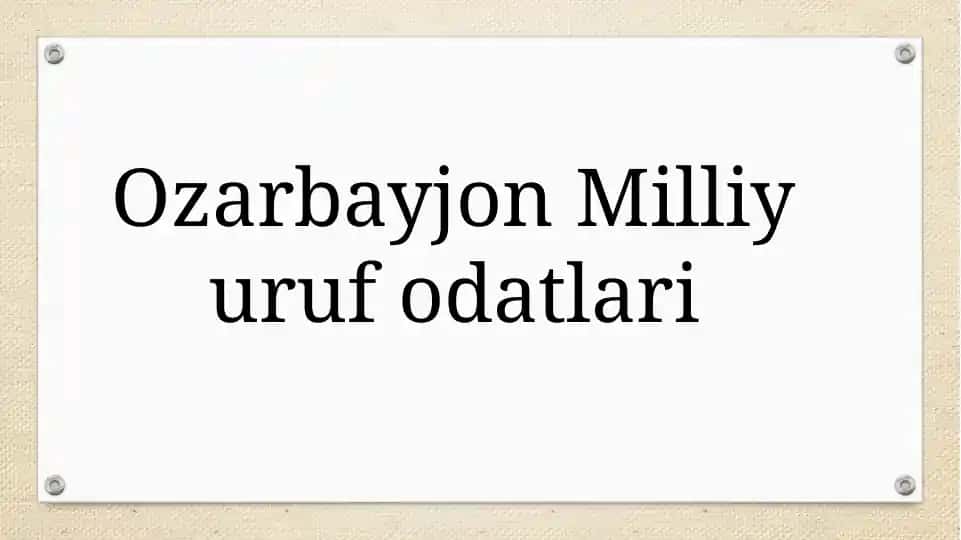 Ozarbayjon Milliy urfodatlari