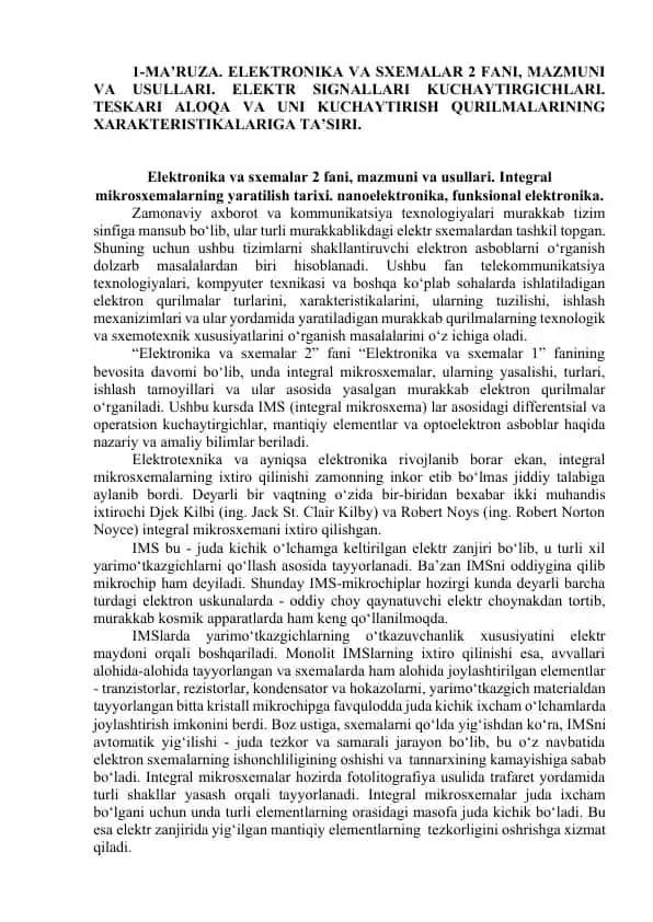 Elektronika va sxemalar 2