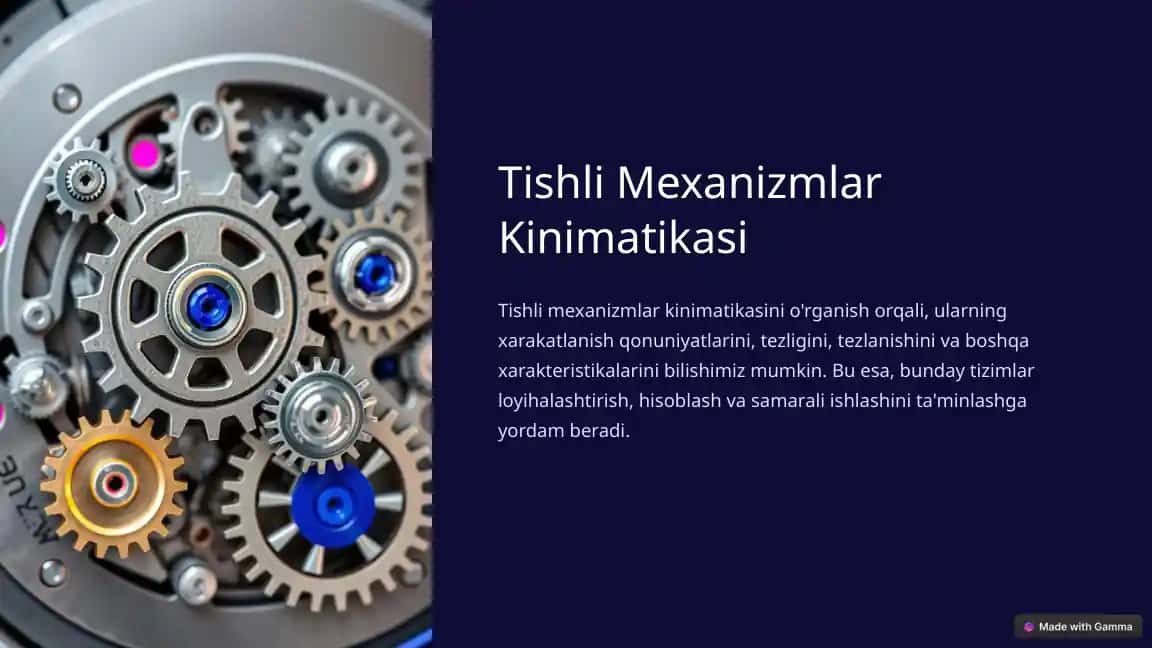 Tishli Mexanizmlar Kinimatikasi
