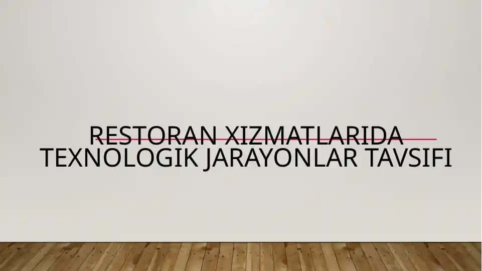 Restoran xizmatlari