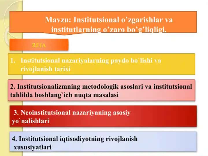 Institutsionalo’zgarishlar va institutlarning o’zarobo’g’liqligi