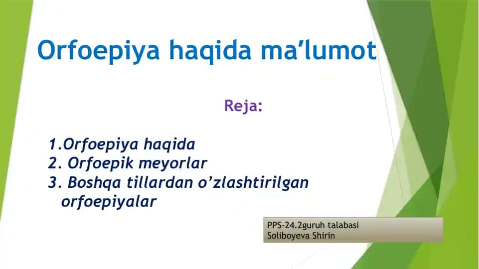 Orfoepiya haqida ma’lumot