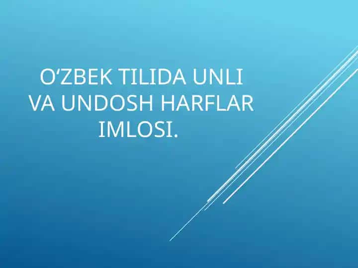 O‘zbektilida unli va undosh harflarim losi