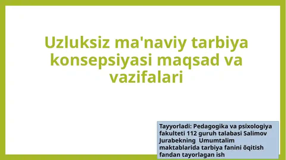 Uzluksiz ma'naviy tarbiya konsepsiyasi