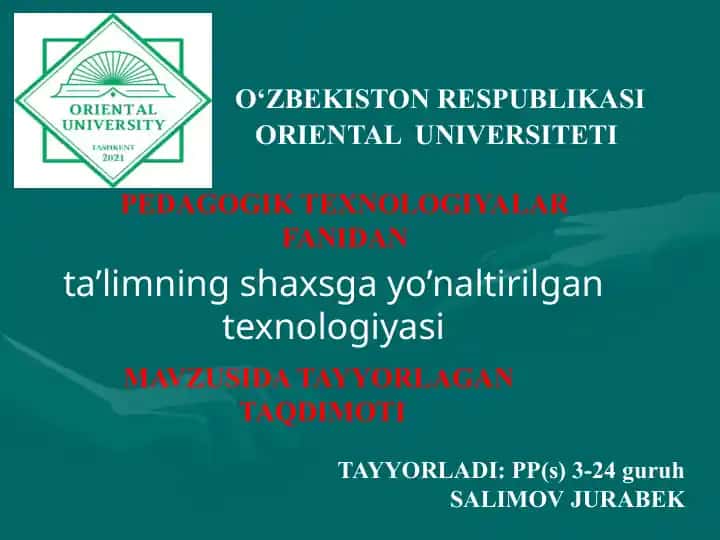 Ta’limning shaxsga yo’naltirilgan texnologiyasi