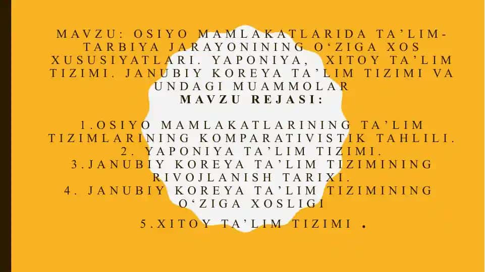 Osiyo Mamlakatlari Ta'lim Tizimlari