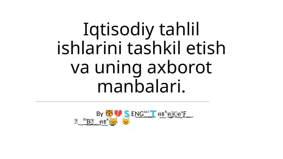 Iqtisodiy Tahlil ishlarini Tashkil etish
