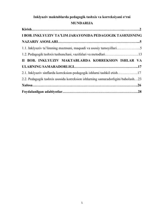 Inklyuziv maktablarda pedagogik tashxis va korreksiyani o‘rni