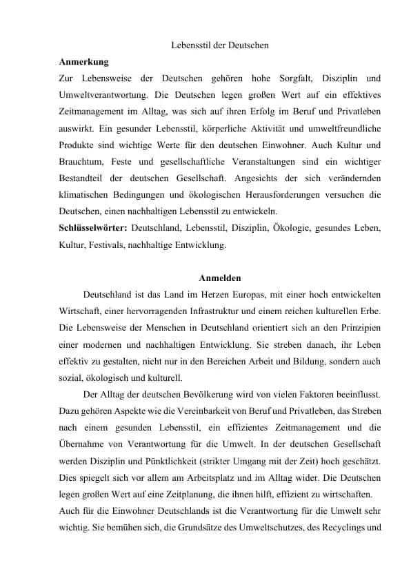 Lebensstil der Deutschen