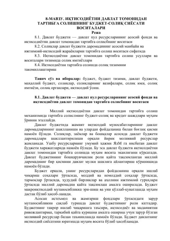 Davlat budjeto solishning budjet-soliq siyosati vositasi
