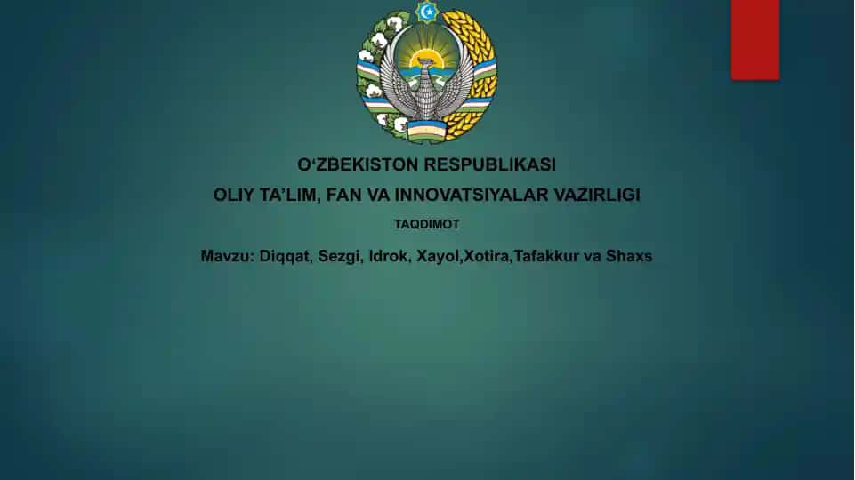 Diqqat, Sezgi, Idrok, Xayol, Xotira, Tafakkur va Shaxs