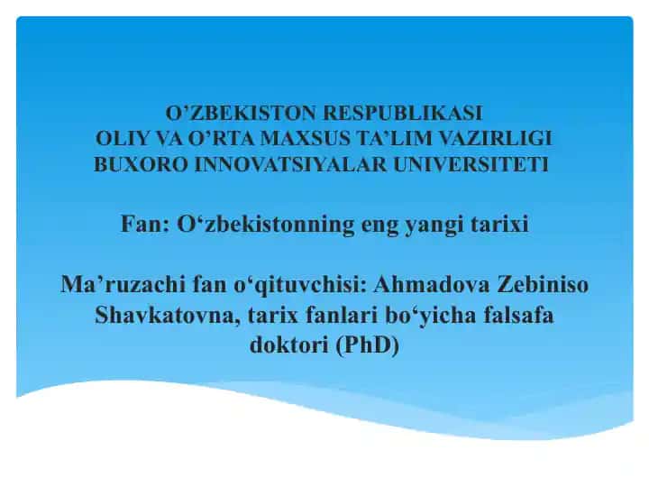 O‘zbekistonning eng yangi tarixi