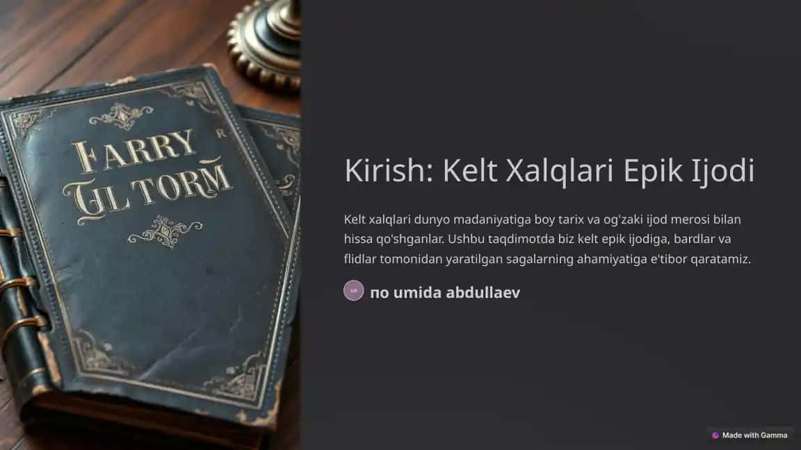 Kelt Xalqlari Epik Ijodi