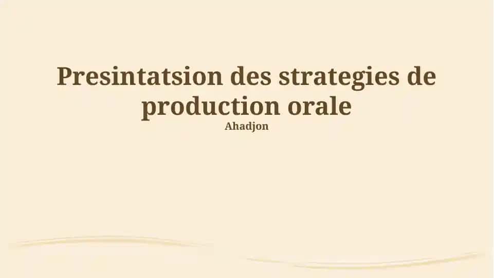 Strategies de production orale