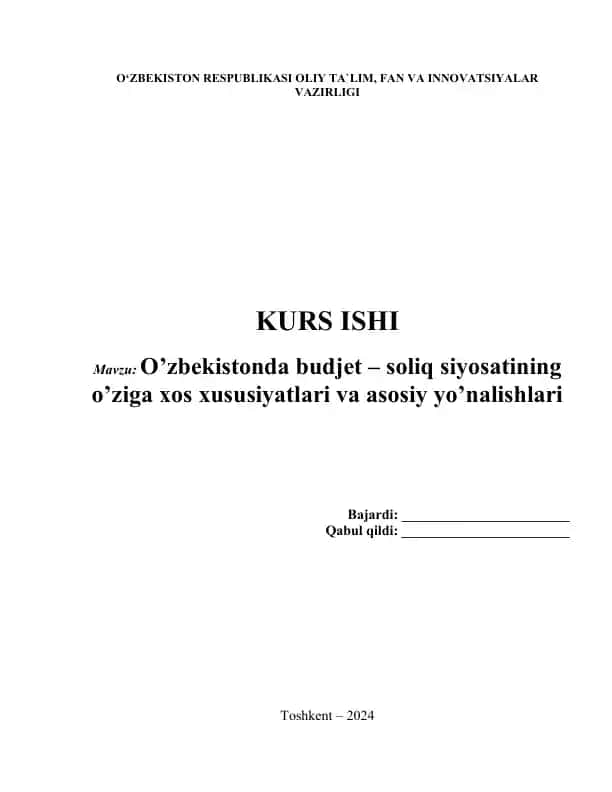 O’zbekistonda budjet – soliq siyosati
