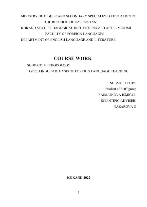 Linguistic Basis of Foreign Language Teaching