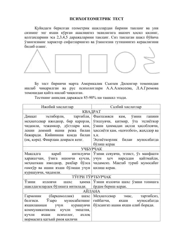 Психогеометрик тест