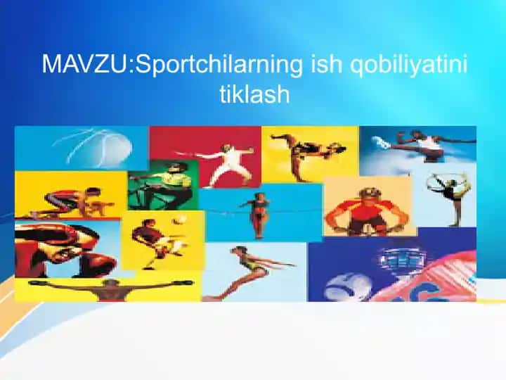 Sportchilarning ish qobiliyatini tiklash
