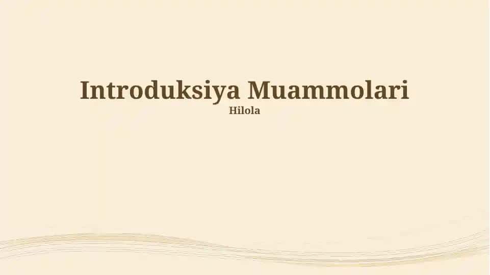 Introduksiya Muammolari