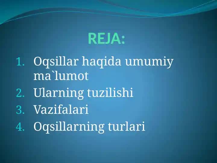 Oqsillar haqida umumiy ma`lumot