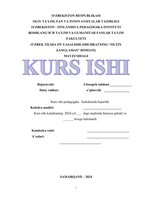 O’ZBEK TILIDA OT YASALISHI