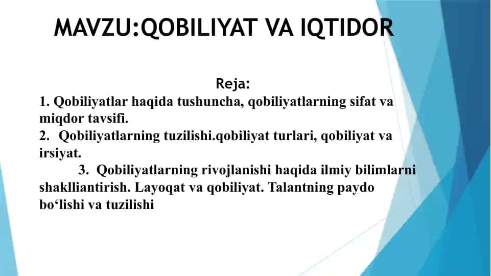 QOBILIYAT VA IQTIDOR