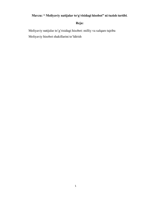 Moliyaviy natijalar to‘g‘risidagi hisobot