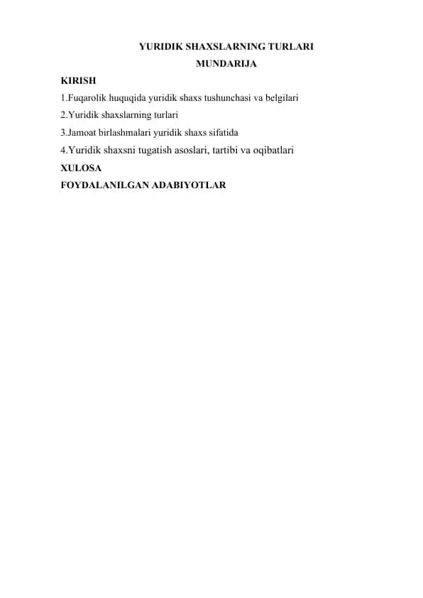 Mustaqil ishlar/Huquqshunoslik