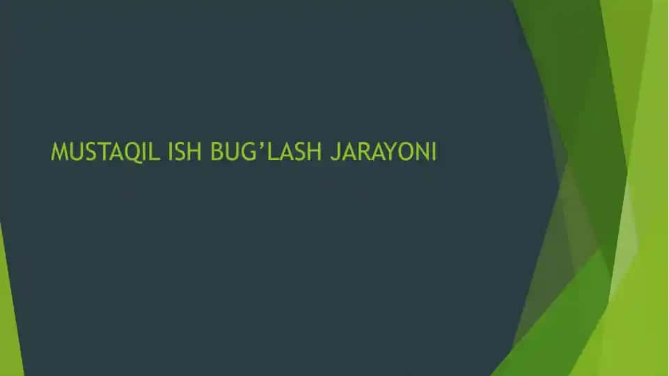 Mustaqil Ishbug’lash Jarayoni