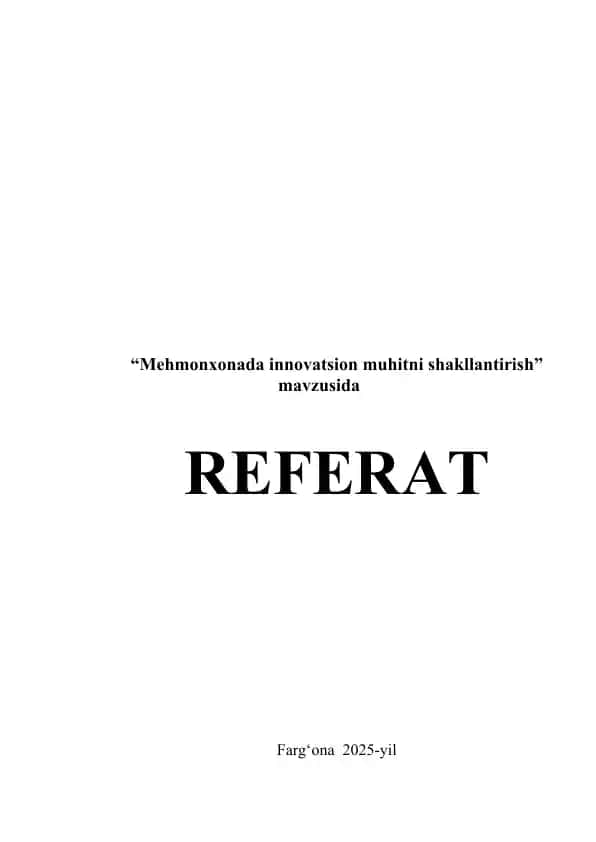 Mehmonxonada innovatsion muhitni shakllantirish