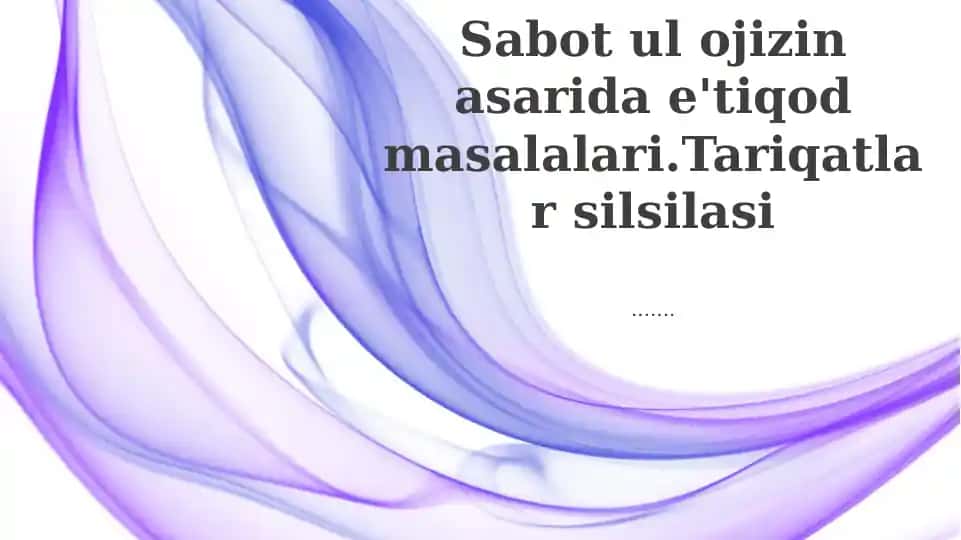 Sufiylik E'tiqodi Tabiati