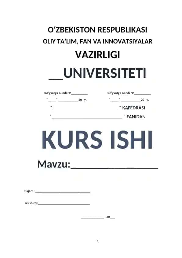 Kurs ishi: O‘zbekistonda 1920-1930 yillarda madaniy, ijtimoiy-iqtisodiy hayot